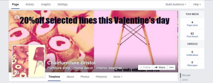 Valentine's Day campaign on Facebook